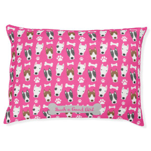 Cute Bull Terrier Paws Bones Pink Pet Design Bed