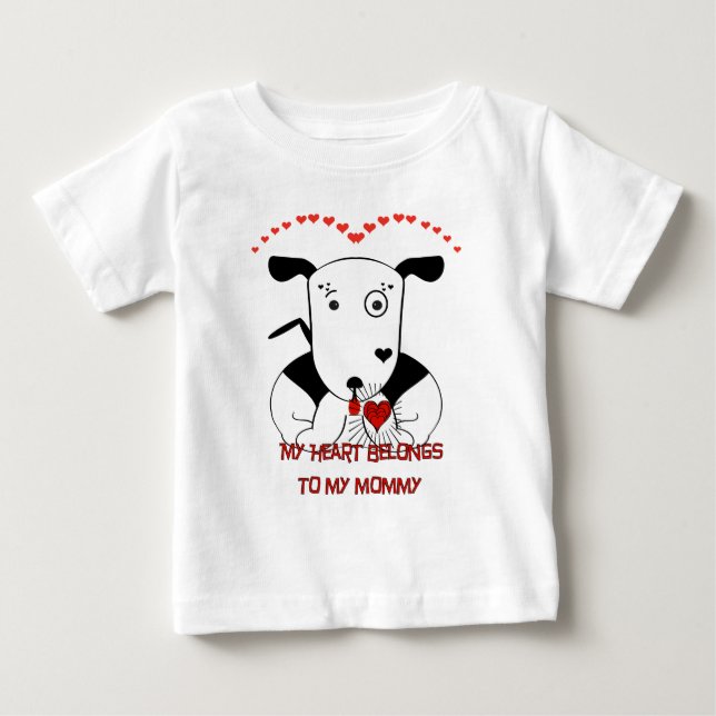 Cute Bull Terrier Valentine's Day Baby T-shirts (Front)