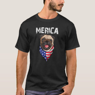 Cute Bulldog 4th Of July Merica Men Women Usa Flag T-Shirt