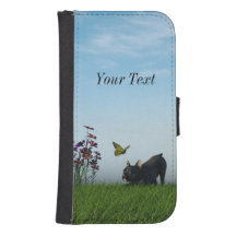 Cute Bulldog and Butterfly