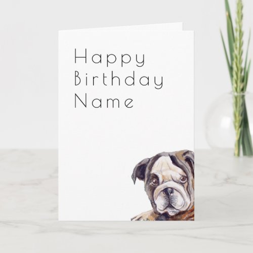 Cute Bulldog Art Deco Birthday Card