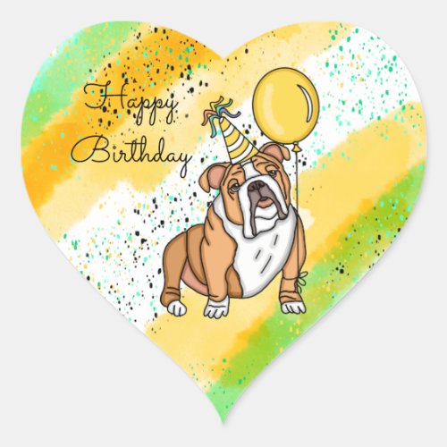 Cute Bulldog Birthday Classic Round Sticker