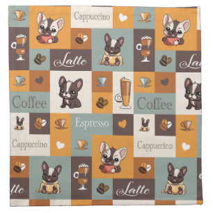 Cute Bulldog & Coffee Break Cloth Napkin