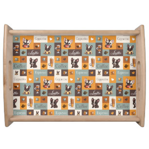 Cute Bulldog & Coffee Break Serving Tray