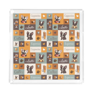 Cute Bulldog Coffee Love Acrylic Tray