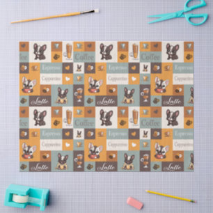 Cute Bulldog & Coffee vintage Tissue Paper