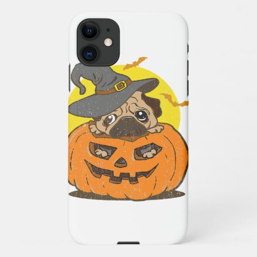 Cute Bulldog Halloween Full Moon Pumpkin iPhone 11 Case