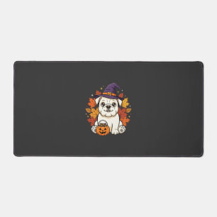 Cute Bulldog Halloween Pumpkin Dog Design_1 Desk Mat