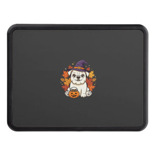 Cute Bulldog Halloween Pumpkin Dog Design_1 Hitch Cover