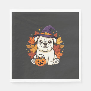 Cute Bulldog Halloween Pumpkin Dog Design_1 Napkins