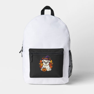 Cute Bulldog Halloween Pumpkin Dog Design_1 Printed Backpack