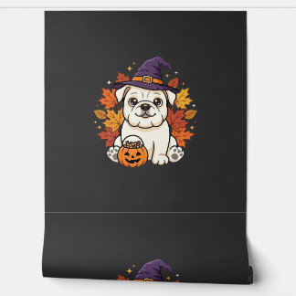 Cute Bulldog Halloween Pumpkin Dog Design_1 Wallpaper