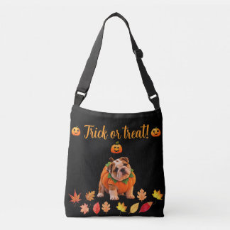 Cute Bulldog Halloween pumpkin trick or treat   Crossbody Bag