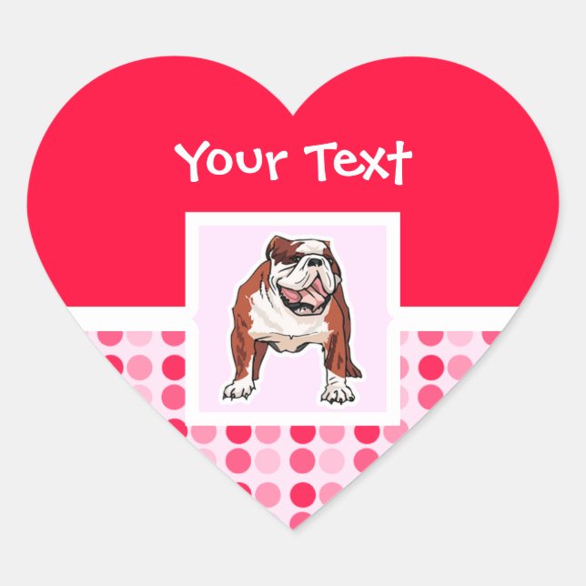 Cute Bulldog Heart Sticker (Front)