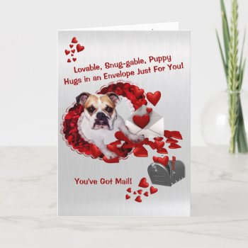 Cute Bulldog Maddie Valentine - You've Got Mail! Holiday Card by 4westies at Zazzle