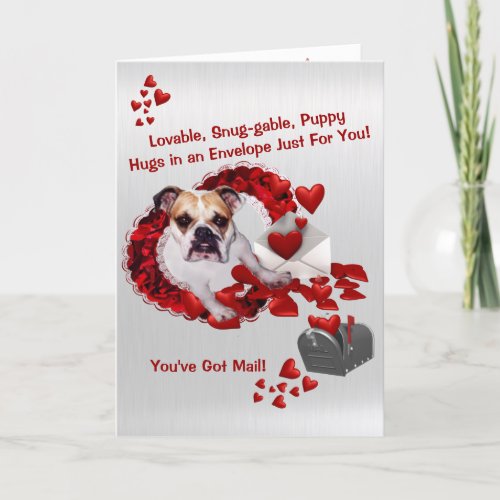 Cute Bulldog Maddie Valentine _ Youve Got Mail Holiday Card