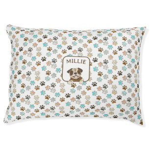 Cute Bulldog Paws Personalized Pet Bed