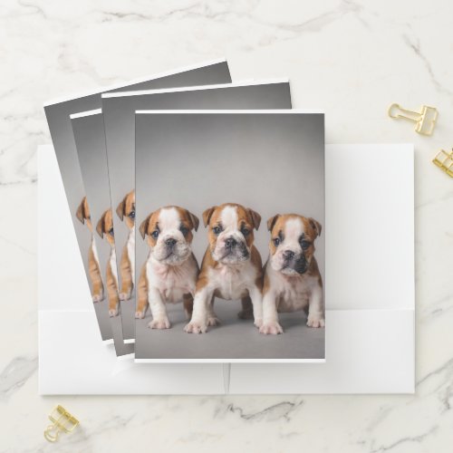 Cute Bulldog Puppies  Dog Lovers Gift Pocket Folder