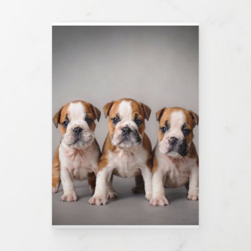 Cute Bulldog Puppies  Dog Lovers Gift Tri_Fold Announcement