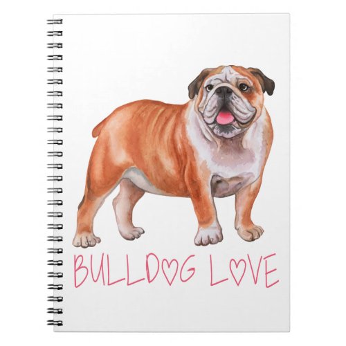 Cute Bulldog Puppy Cartoon Dog Mom English Bulldog Notebook