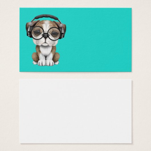 Cute Bulldog Puppy Dj Wearing Headphones (Front & Back)
