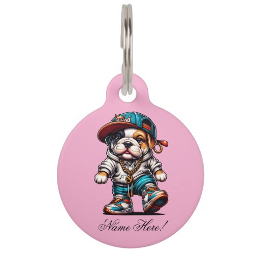 Cute Bulldog Puppy Personalized Dog Pet ID Tag