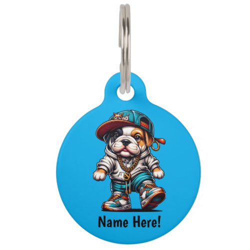 Cute Bulldog Puppy Personalized Dog Pet ID Tag