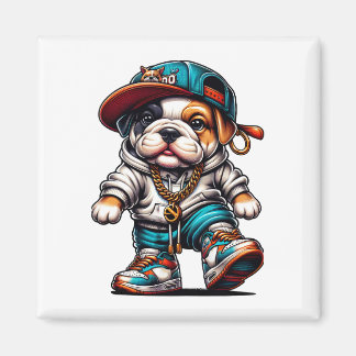 🐶 Cute Bulldog Puppy Streetwear Cartoon Magnet