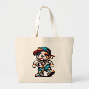 Cute Bulldog Puppy Streetwear Personalized Jumbo Large Tote Bag