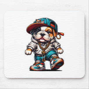 Cute Bulldog Puppy Streetwear Stylish Dog Mouse Pad