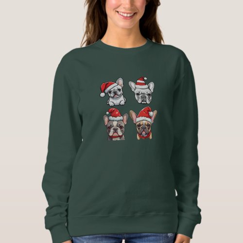 Cute Bulldog Santa Hat Tee