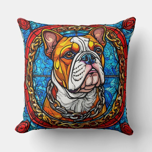 Cute Bulldog Throw Pillow (Front)