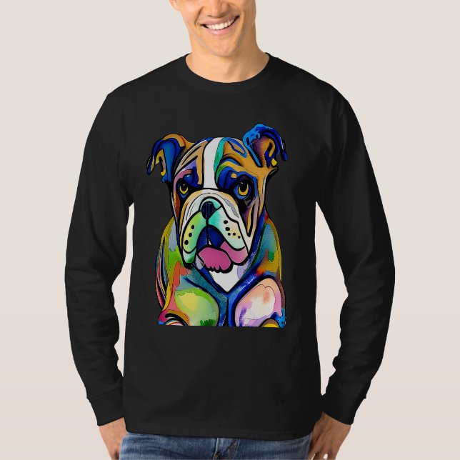 Cute Bulldog Watercolour for bulldog lovers, Men W T-Shirt (Front)