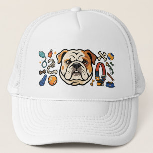Cute Bulldog with Dog Toys Design Trucker Hat