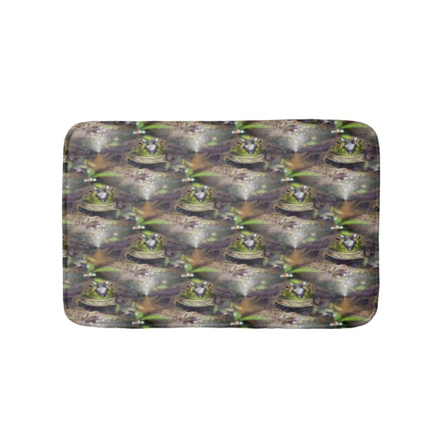Cute Bullfrog Animal Nature Pattern Bathroom Mat (Front)