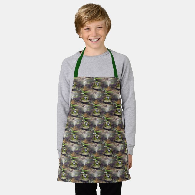 Cute Bullfrog Face Animal Nature Pattern    Apron (Worn)
