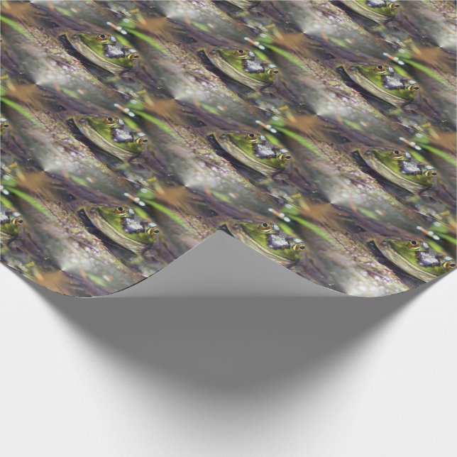 Cute Bullfrog Face Animal Nature Pattern   Wrapping Paper (Corner)