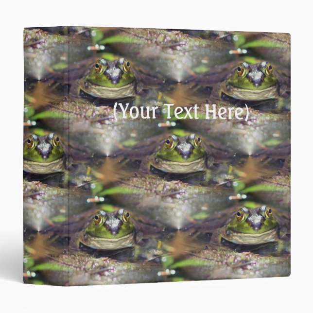 Cute Bullfrog Face Nature Pattern Personalized 3 Ring Binder (Front/Spine)