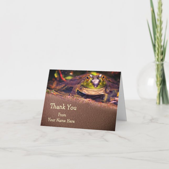Cute Bullfrog Face Personalized Thank You Card (Front)