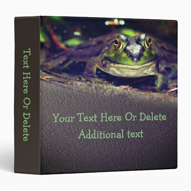 Cute Bullfrog Nature Personalized 3 Ring Binder (Front/Spine)