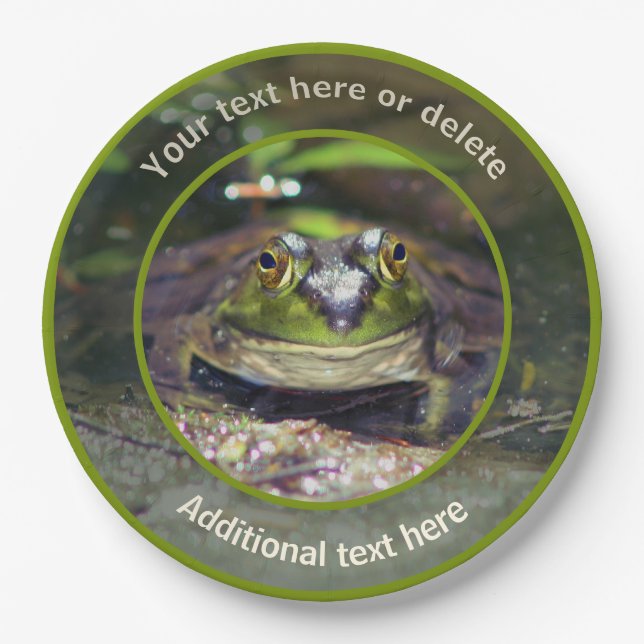 Cute Bullfrog Nature Personalized Party Paper Plates (Front)