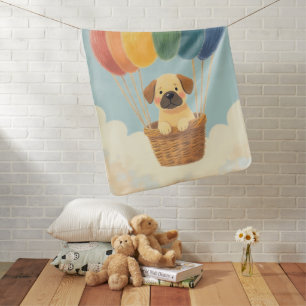 Cute Bullmastiff Puppy Balloon Pastel Baby Blanket