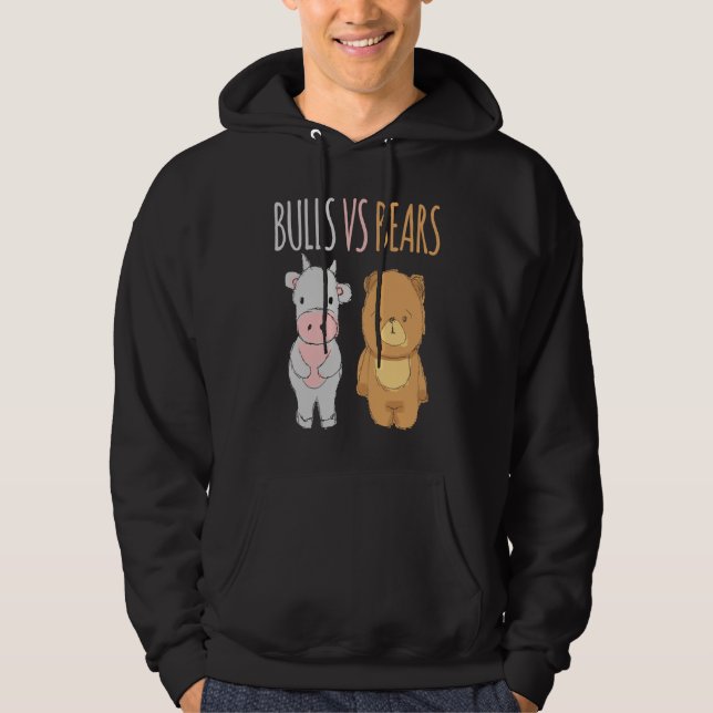 Cute Bulls vs Bears  Forex Crypto Stock Traders Hoodie (Front)
