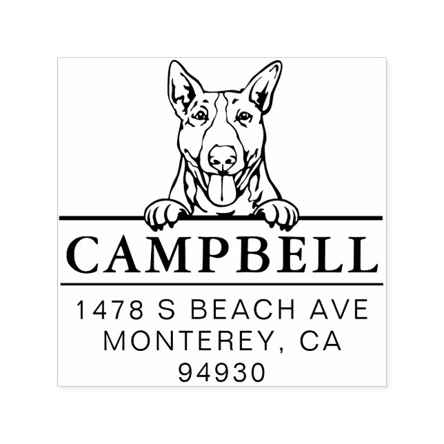 Cute Bullterrier Custom Dog Address Stamp  (Design)