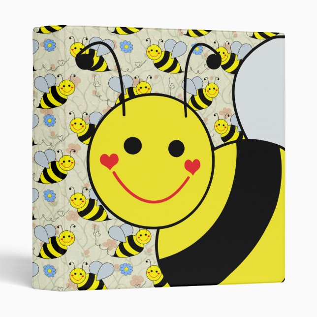 Cute Bumble Bee 3 Ring Binder (Front/Spine)