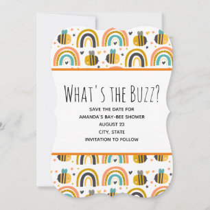 Cute Bumble Bee and Rainbows Pattern Baby Shower Save The Date
