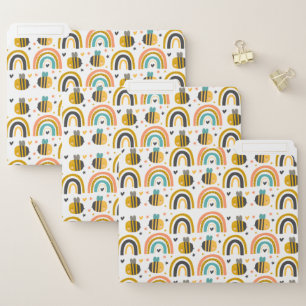 Cute Bumble Bee and Rainbows Pattern File Folder