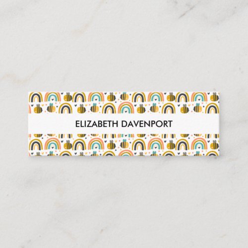 Cute Bumble Bee and Rainbows Pattern Mini Business Card