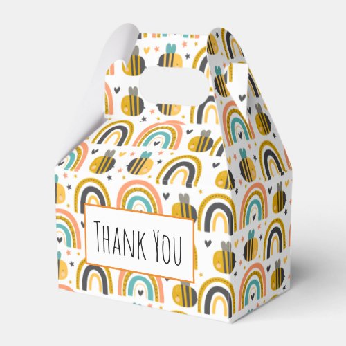 Cute Bumble Bee and Rainbows Pattern Thank You Favor Boxes