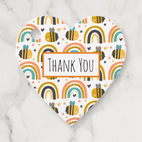 Cute Bumble Bee and Rainbows Pattern Thank You Favor Tags
